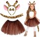 Sans marque Déguisement girafe pour enfants - Ensemble complet - Comprend jupe en tulle, oreilles, queue et nœud papillon