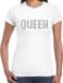 Bellatio Decorations Glitter Queen T-shirt Wit met Steentjes/Rhinestones voor Dames - Glitter Kleding/Foute Party Outfit XS
