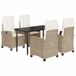 vidaXL 5-delige Tuinset met Kussens, Beige, Polyrotan