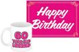 Bellatio Decorations Verjaardag cadeau koffiemok thema 60 jaar - voor een vrouw - zo oud - met knalroze Happy Birthday wenskaart - A5 formaat