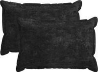 vidaXL Housse de coussin 2 pièces bois anthracite 50 x 75 cm tissu chenille