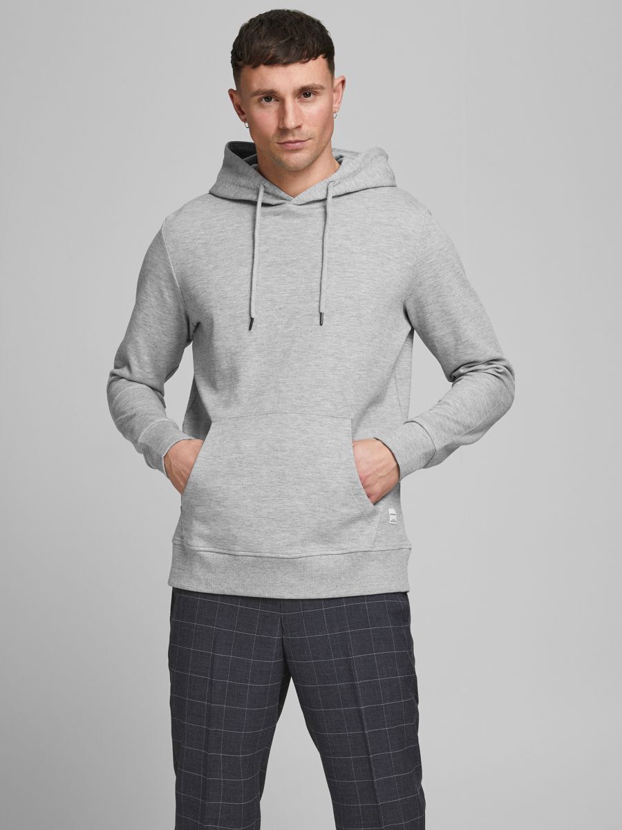 JACK & JONES ESSENTIALS hoodie JJEBASIC grijs melange XS