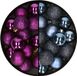 Decoris Kerstballen - 28 stuks - Donkerblauw en Paars - 3 cm - Kunststof