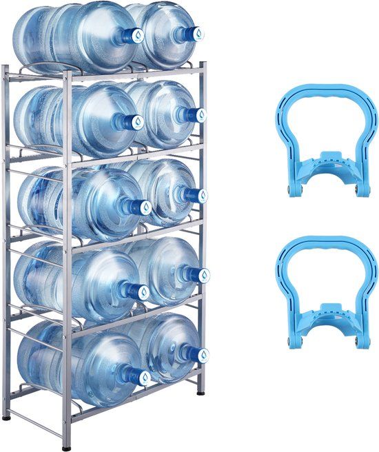 VEVOR 5-Laags Waterkanhouder Dubbellaags Waterkanrek voor 10 Flessen