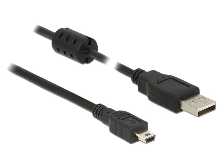 DeLOCK USB 2.0 Cable - USB A to Mini-USB B - 1.5m - Black
