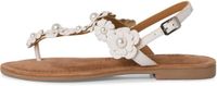 Tamaris Dames Sandalen Wit Leer Gebloemd Platte Sandalen H