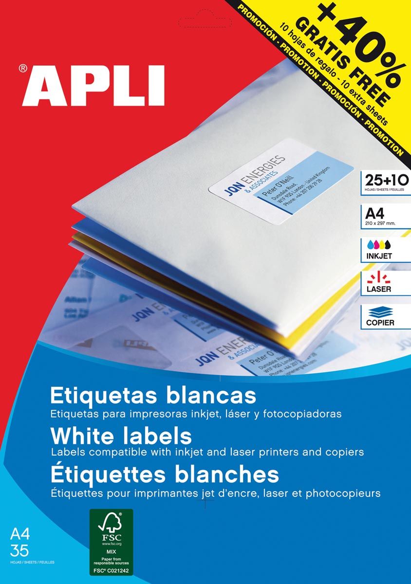 APLI etiketten 70 x 37 mm recht 600 stuks 1212