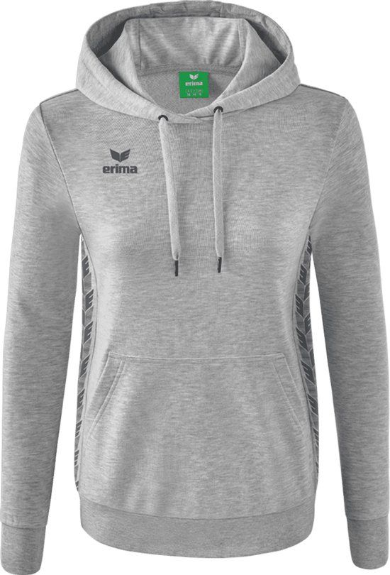 Erima Essential Team Sweatshirt Met Capuchon Dames - Licht Grey Melange / Slate Grey - Maat 44
