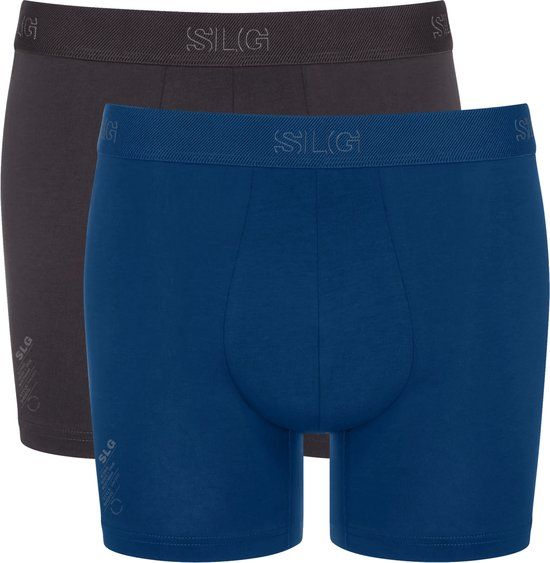 Sloggi Heren Base Short C2P Onderbroek - Donker Grijs Blauw - Maat XL (2-pack)