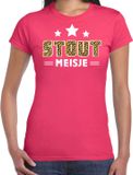 Bellatio Decorations verkleed t-shirt voor dames - Stout meisje - roze - L