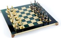 Manopoulos jeu d'échecs de luxe – Mythologie grecque – Échiquier bronze et pièces d'échecs vert/or (36x36 cm)