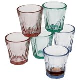 Gerimport Verres à eau/verres à boire Everest - 12x pièces - mélange de couleurs transparent - 45 ml