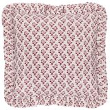 furn. Lulah Blok Bedrukte Ruche Polyester Gevuld Kussen - Linnen/Rood - 45x45cm