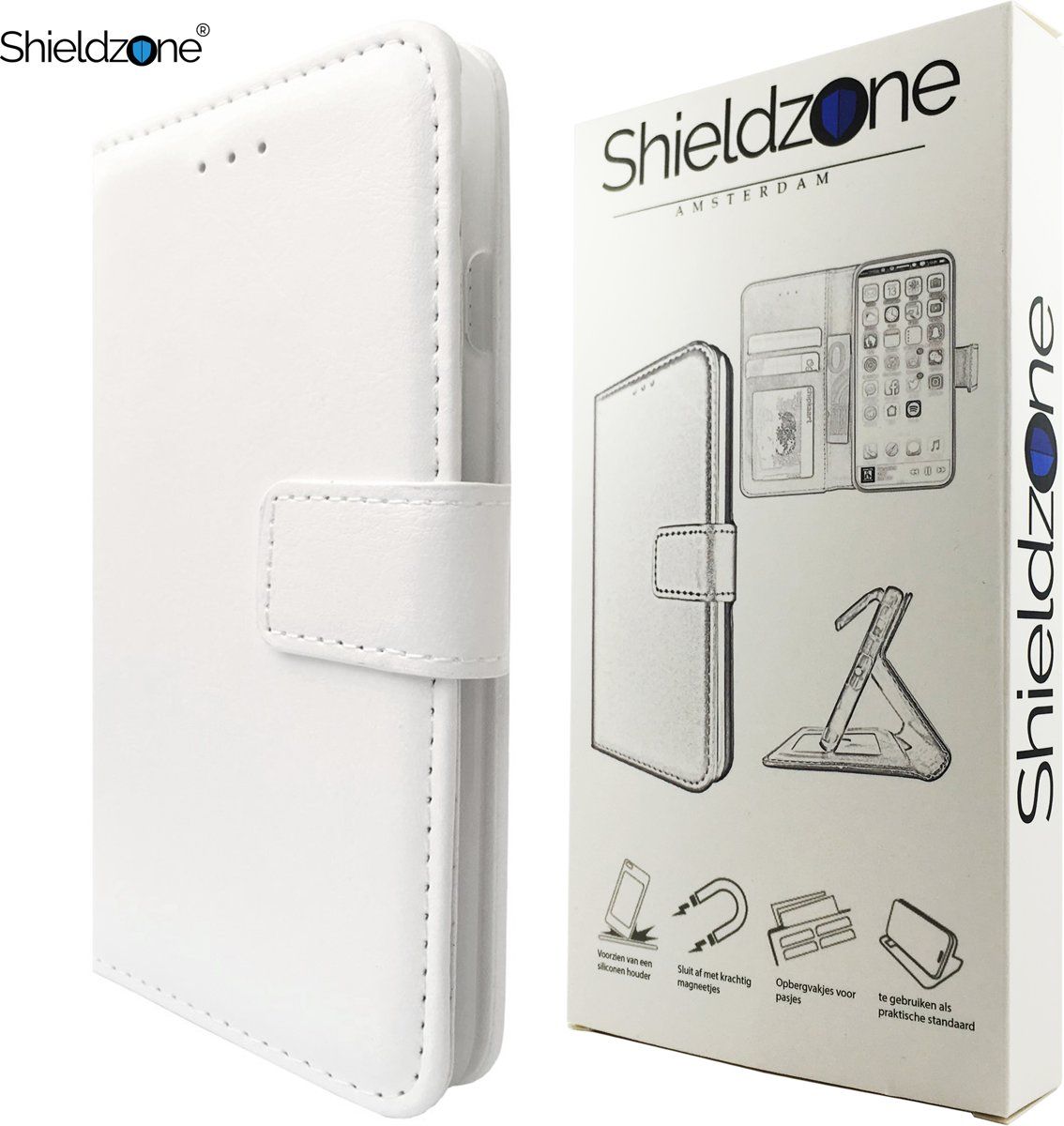 SHIELDZONE - Samsung Galaxy S9 portemonnee hoesje - Wit - 8719874460897