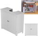 Meuble de salle de bain - Meuble haut autoportant - Meuble de sol - 2 niveaux - Étagères en bois réglables en hauteur - Meuble de rangement avec compartiments