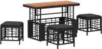 vidaXL Tuin Eettafel Set 4-delig Zwart/Grijs Polyrotan/Acaciahout