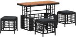 vidaXL Tuin Eettafel Set 4-delig Zwart/Grijs Polyrotan/Acaciahout