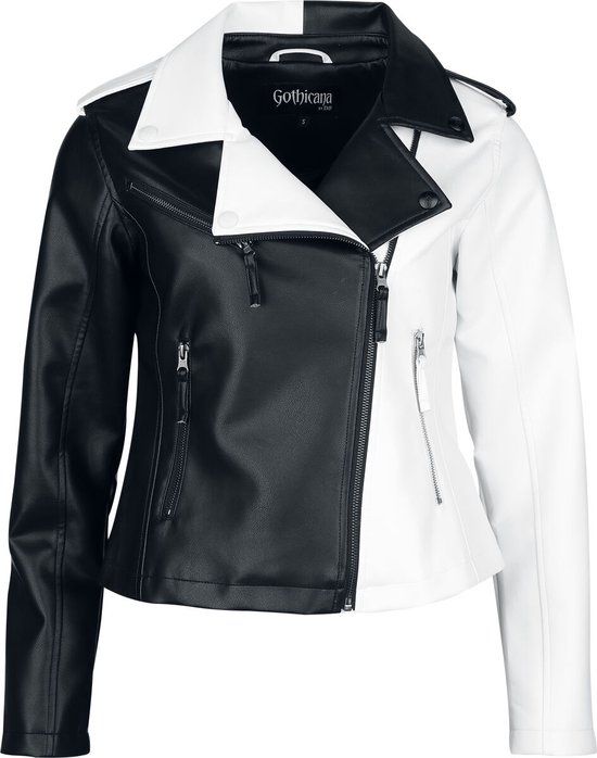 Gothicana by EMP Gothicana zwart/witte kunstleren jas in bikerstijl - Dames - M