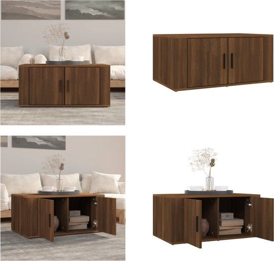 VidaXL Salontafel 80x50x36 cm bewerkt hout bruin eikenkleur