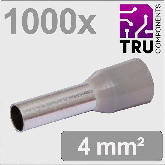 TRU COMPONENTS TC-13377212 Adereindhulzen 4 mm² Deels geïsoleerd Grijs 1000 stuk(s)