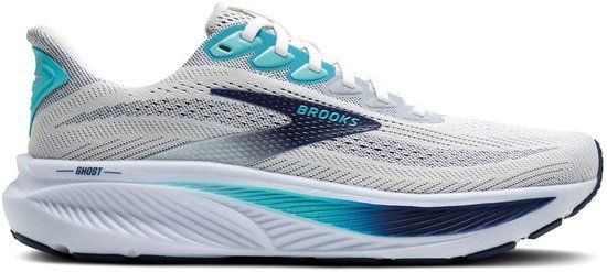 Brooks Ghost 17 Hardloopschoenen Heren - Maat 43 - Wit - Grijs - Blauw - Donkerblauw