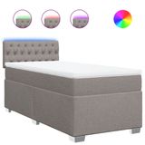vidaXL Boxspringbed met matras, taupekleurig, 200x200 cm, gestoffeerd
