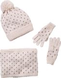 Vertbaudet Set muts + snood + handschoenen met hartjes meisje