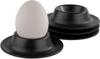 APS Eierdopjes - Melamine Eierdop Houder voor Ontbijt - Stapelbaar - Zwart - 4 stuks