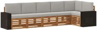 vidaXL - Buiten - bank - set - 6 - st - Naturel - en - lichtgrijs - Polyester