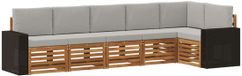 vidaXL - Buiten - bank - set - 6 - st - Naturel - en - lichtgrijs - Polyester