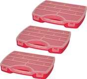 Plasticforte Opbergkoffertje/opbergdoos/sorteerbox - 3x - 13-vaks - kunststof - roze - 25 x 21 x 4 cm