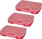 Plasticforte Opbergkoffertje/opbergdoos/sorteerbox - 3x - 13-vaks - kunststof - roze - 25 x 21 x 4 cm