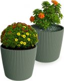 Prosperplast Plantenpot/bloempot Buckingham - 2x - buiten/binnen - groen - D17 x H15 cm