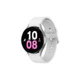 Samsung Galaxy Watch5 Smartwatch, gezondheidstracker, sporthorloge, lange batterijduur, Bluetooth, 44 mm, zilver, 1 jaar garantie uitbreiding [exclusief Amazon] - Franse versie