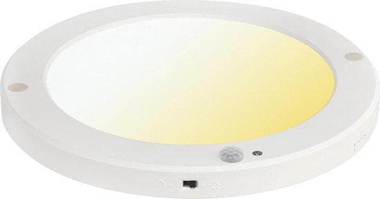 LED Plafondlamp met Bewegingssensor + Dag en Nacht Sensor - 18W - Aanpasbare Kleur CCT - 360&#176; Zichthoek - Opbouw/Inbouw - Rond - Mat Wit
