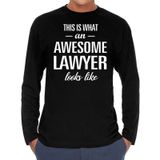Bellatio Decorations Awesome Lawyer - geweldige advocaat cadeau shirt long sleeve zwart heren - beroepen shirts / verjaardag cadeau M