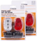 Benson Lampes de vélo - 2x jeu complet - LED - blanc/rouge - piles incluses