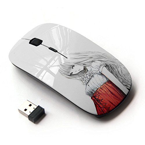 KawaiiMouse - Optische 2.4G draadloze muis - Meisje Japanse Anime Art - Rood Wit