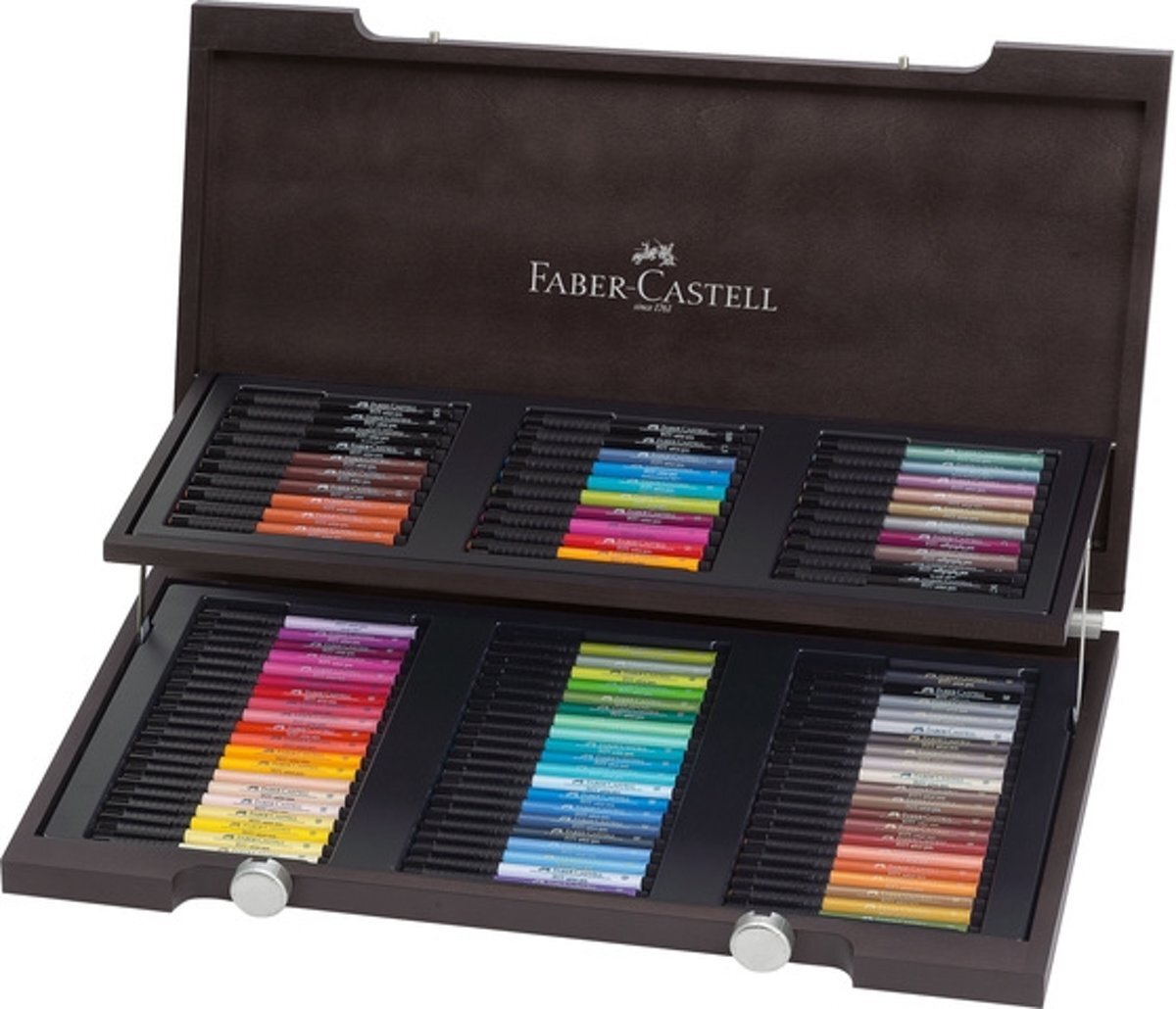 Faber-Castell FC-167400 Tekenstift Pitt Artist Pen Houten Koffer 90-delig