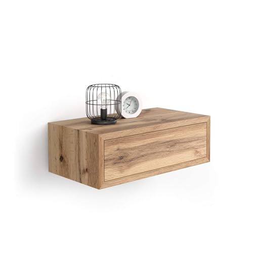 Mobili Fiver Hangend nachtkastje Riccardo, Rustiek Eiken, Made In Italy