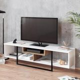 Hanah Home Moderne tv-standaard met wandmontage-optie, 149,4 cm, wit/zwart/eiken