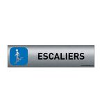 Plaque de porte aluminium brossé impressé -afmetingen 200 x 50 mm - dubbele face adhésif au dos - impressie UV-directement op aluminium (Pas de contre collage) (scaliers descendant)