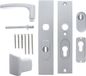 STARX Garniture de sécurité - Aluminium F1 - Poignée de porte sur rosace longue - SKG*** - Protection contre l'arrachement du cylindre - PC55 - 195x50mm - Aluminium - Gris