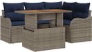 vidaXL Tuinbank - Set - 5-delig - 4 zitplaatsen - Grijs en Marineblauw