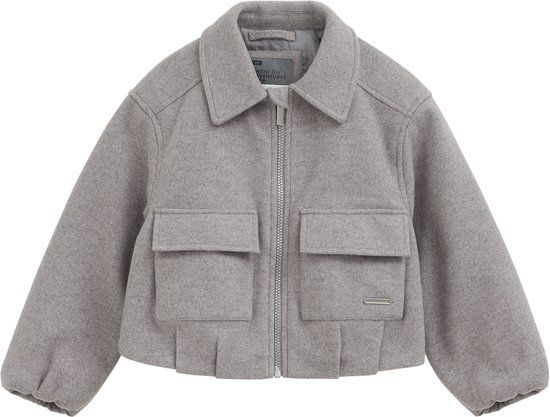 WE Fashion Meisjes oversized bomberjas Grijs Polyester Maat 134/140