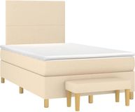 vidaXL Boxspring met matras stof crèmekleurig 120x190 cm
