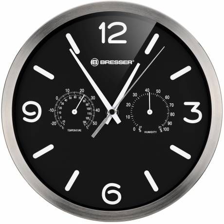 Bresser MyTime - Wandklok - Zwart, Roestvrijstaal