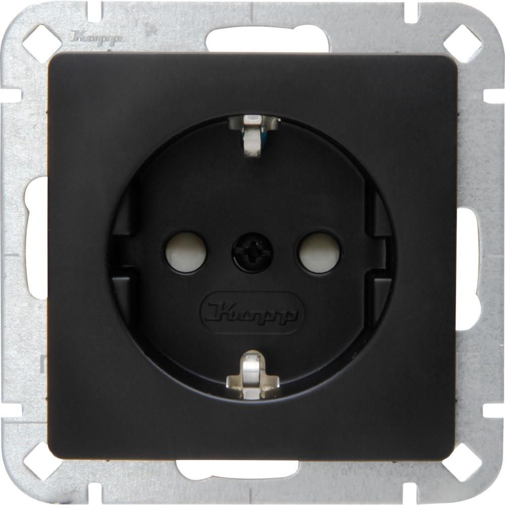 Enzo Kopp HK05 mat zwart inbouw stopcontact RA + kinderbeveiliging - 4621700