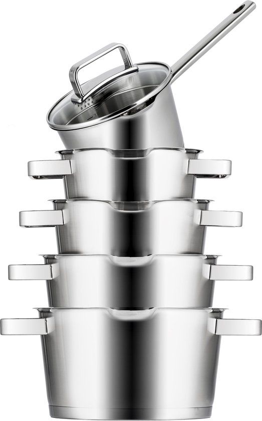 Sola Diamond Premium 5-delige Pannenset - RVS - Zilver