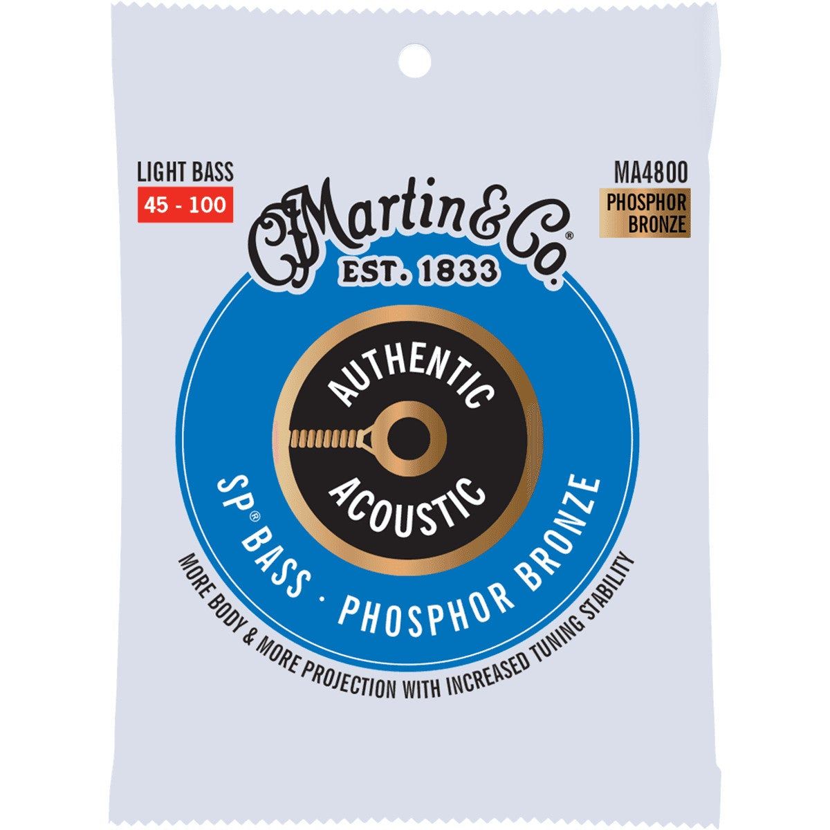 Martin Strings MA4800 SP Bass Phosphor Bronze Light Acoustic Bass Guitar Strings